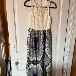 Charlotte Russe Lace Multicolor Maxi Dress - Size Medium